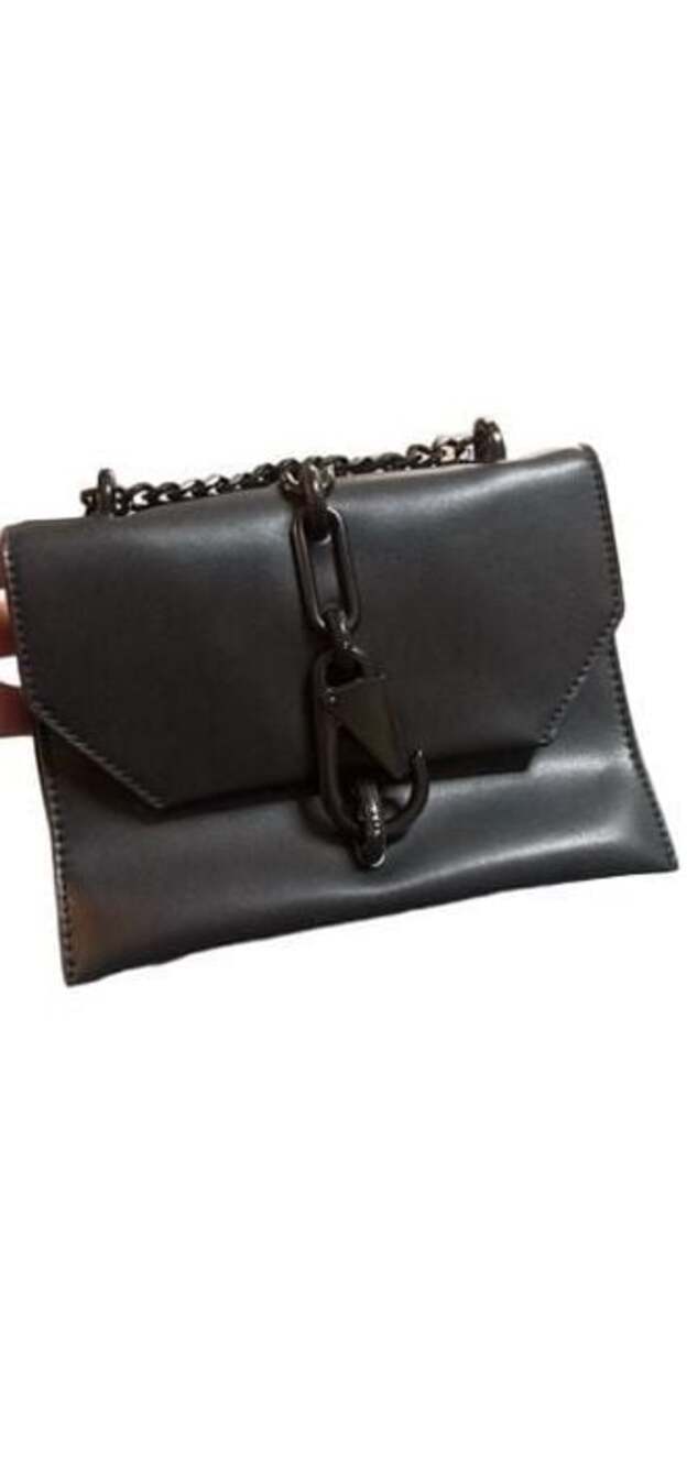 Charles & Keith Black Metallic Accent Turn Lock Crossbody Bag